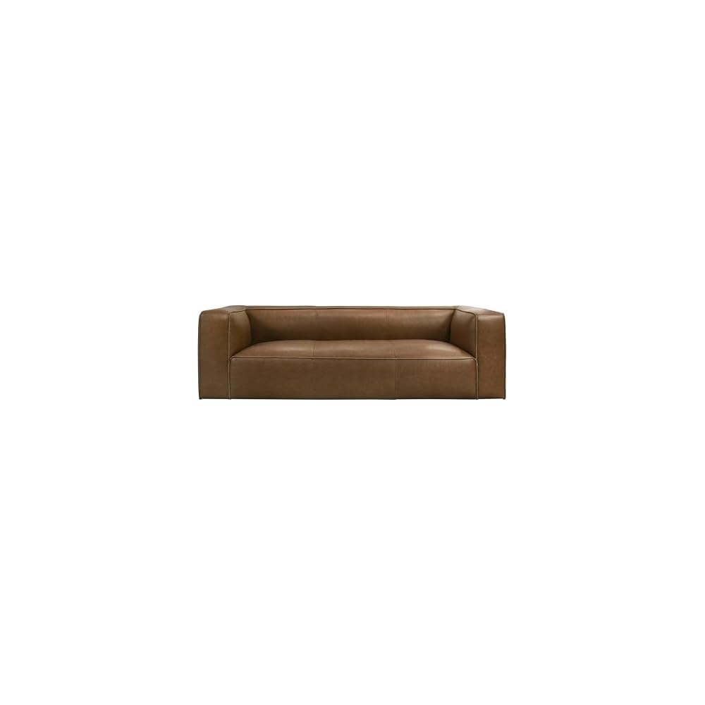 Leather Sofa, 92.5”, Solid Wood Frame, Vintage, for Living Room, Indoor Use