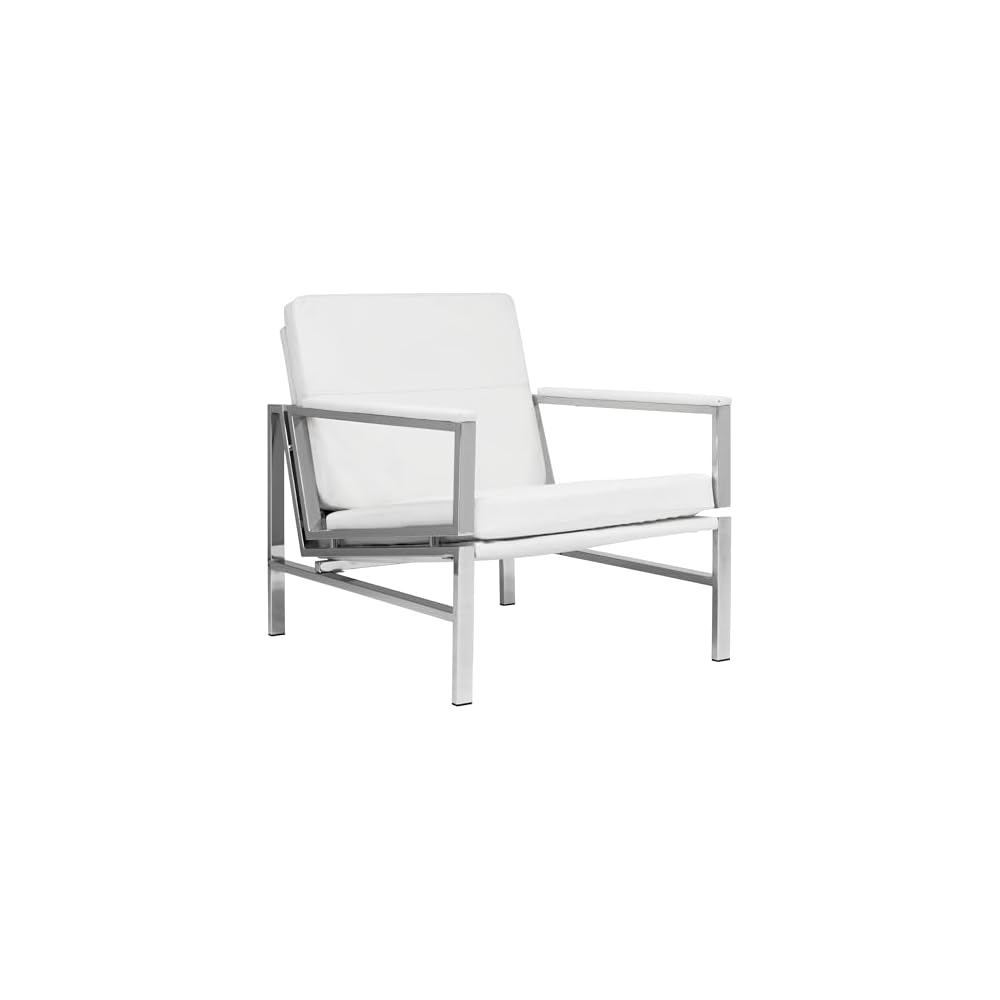 Atlas Modern Accent Chair in Blended Leather, Chrome / Black