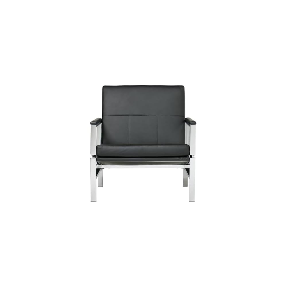Atlas Modern Accent Chair in Blended Leather, Chrome / Black