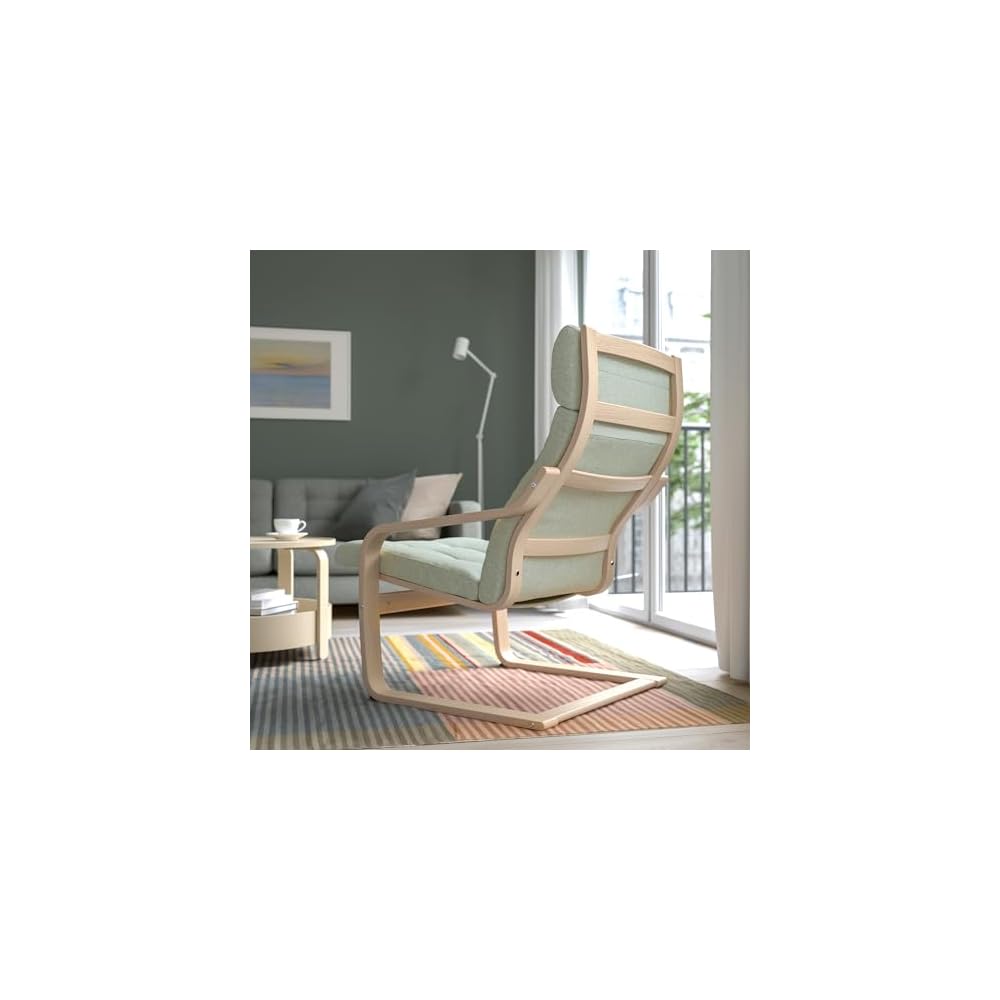 ProTuning POÄNG Armchair, white stained oak veneer/Gunnared light green