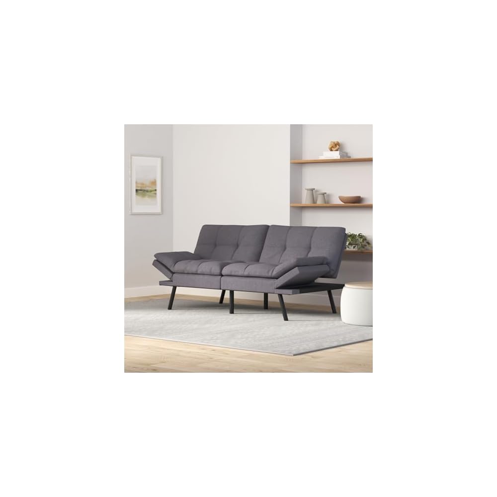 Maxspeed Futon Sofa Bed, Memory Foam Couch Convertible Loveseat, Sleeper Sofa Modern Futon Sets for Small Apartments, Compact Living Space, Office (Grey)