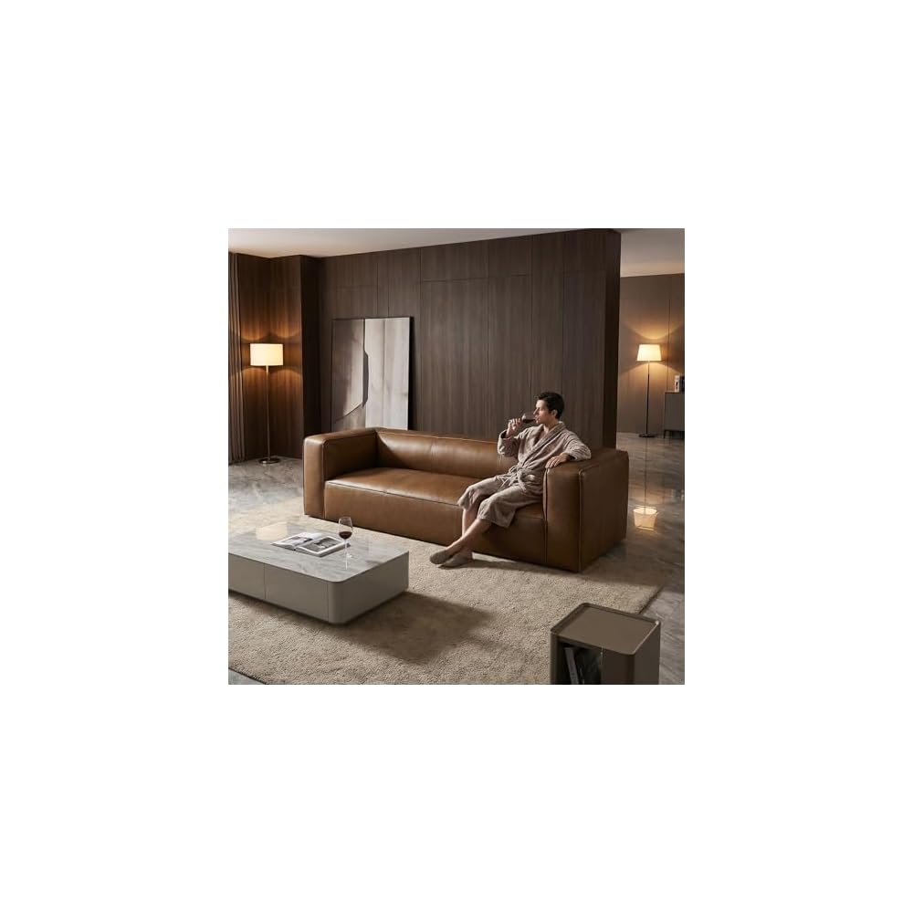 Leather Sofa, 92.5”, Solid Wood Frame, Vintage, for Living Room, Indoor Use