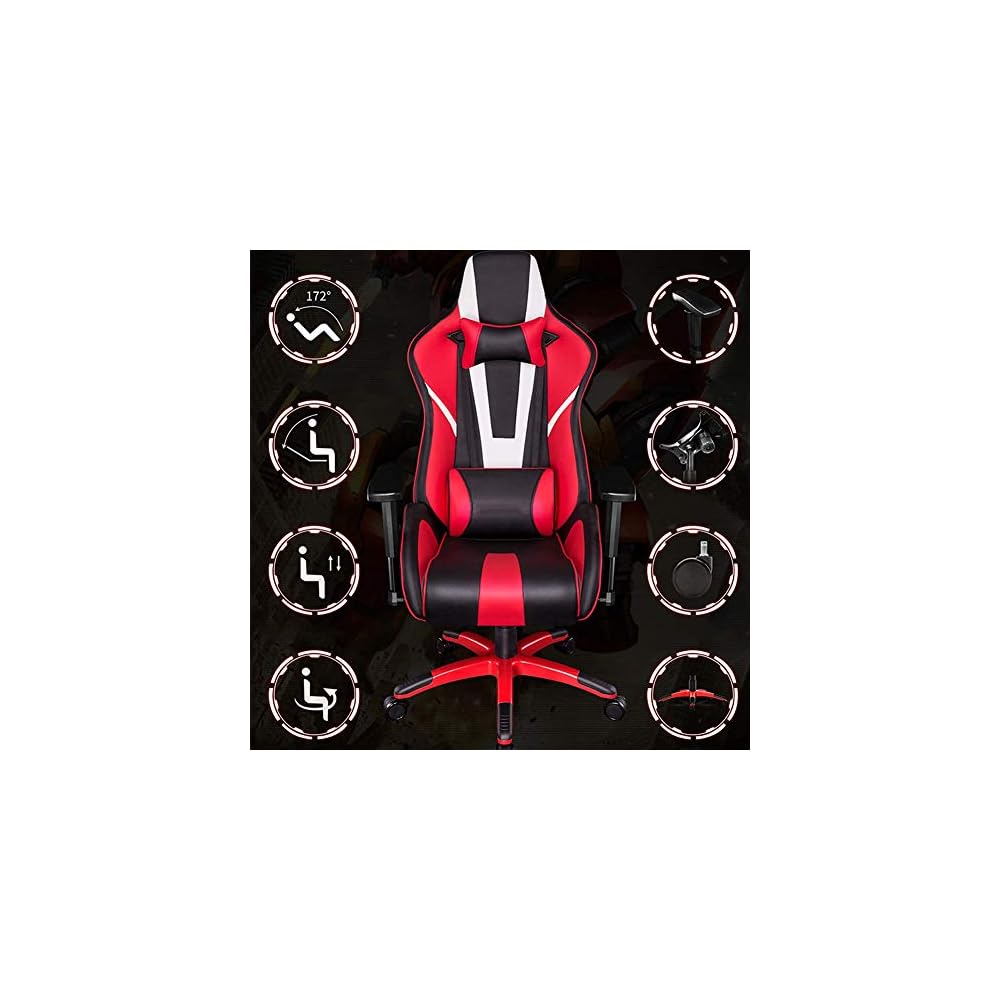 Gaming Chair Adjustable High Back Office Chair,Ergonomic Chair Reclining Waist Support Home Athletics Swivel Lift Armrest Aluminum Alloy Feet,Soft and Comfortable,