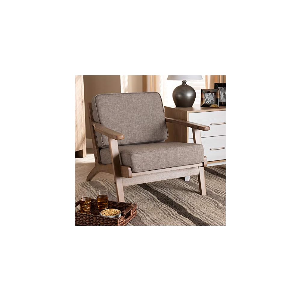 Baxton Studio Chairs, Light Grey/Antique Oak