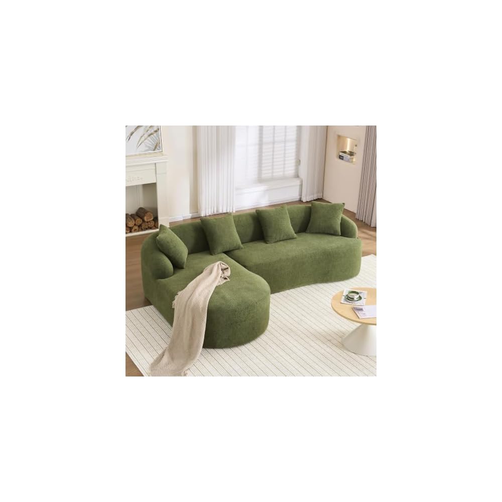 99" Boneless L Shaped Sectional Couch with Curved Backrest