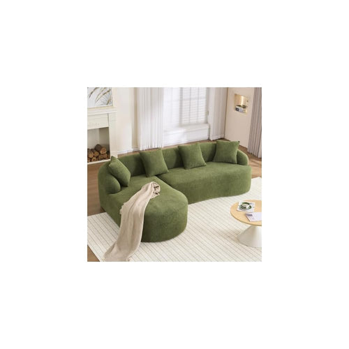 99" Boneless L Shaped Sectional Couch with Curved Backrest