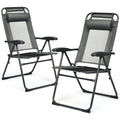 2 Piece Folding Chair Adjustable Recliner with Headrest Garden Gray