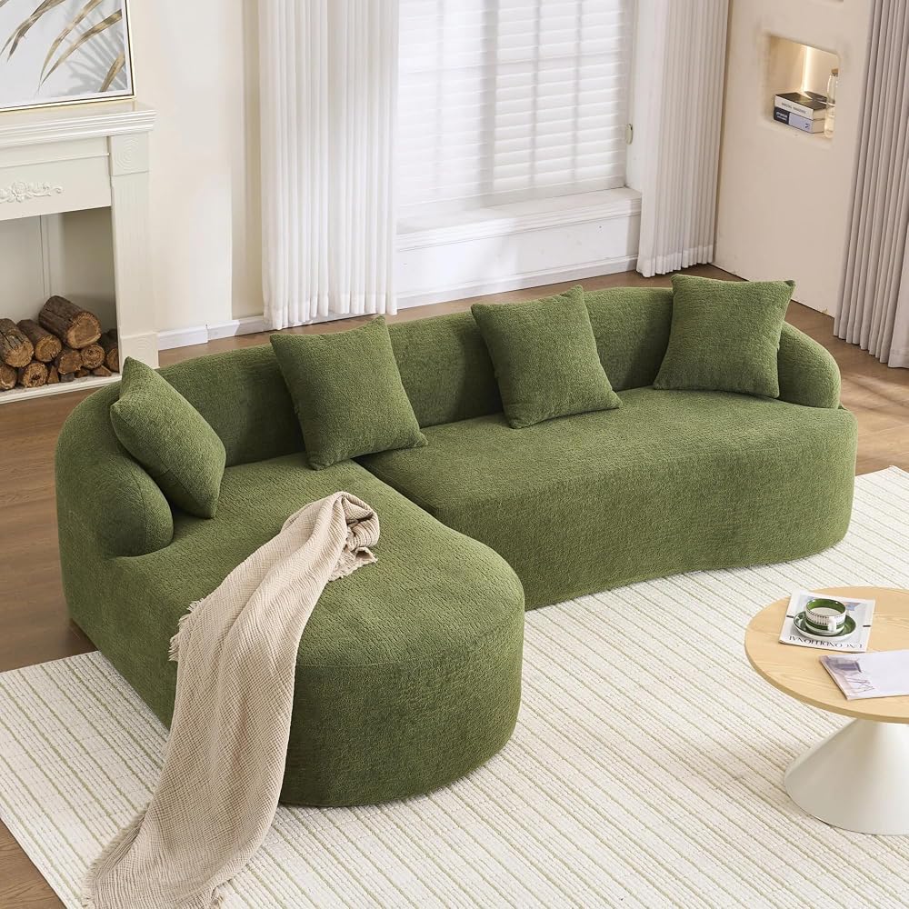 99" Boneless L Shaped Sectional Couch with Curved Backrest
