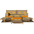 arabicsofa Ethnic Yellow Loveseat Floor Seating Sofas – Bohemian Style Floor Cushions Set