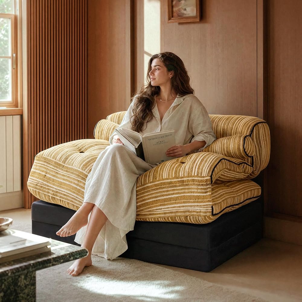 Lazy Floor Lounger Chair, Boneless Convertible Folding Sofa Bed