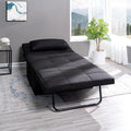Naomi Home 4-in-1 Folding Chair Bed, Space-Saving Convertible Sleeper Sofa for Apartments & Guest Rooms, Adjustable Backrest, Linen Fabric, Includes Support Pillow in Black